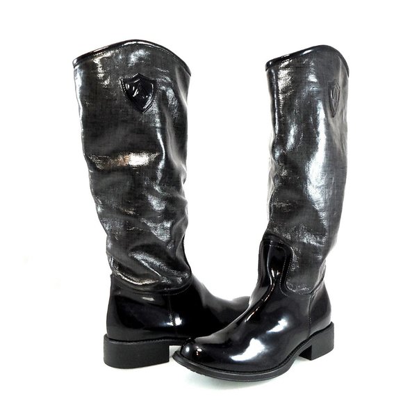 NEW$685 Aquatalia Waterproof Patent Leather Rain Tall Riding Pull-On Boots 6 - Picture 2 of 14